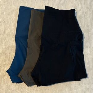 Set of Three High-Waisted Shorts - Blue, Olive, Black